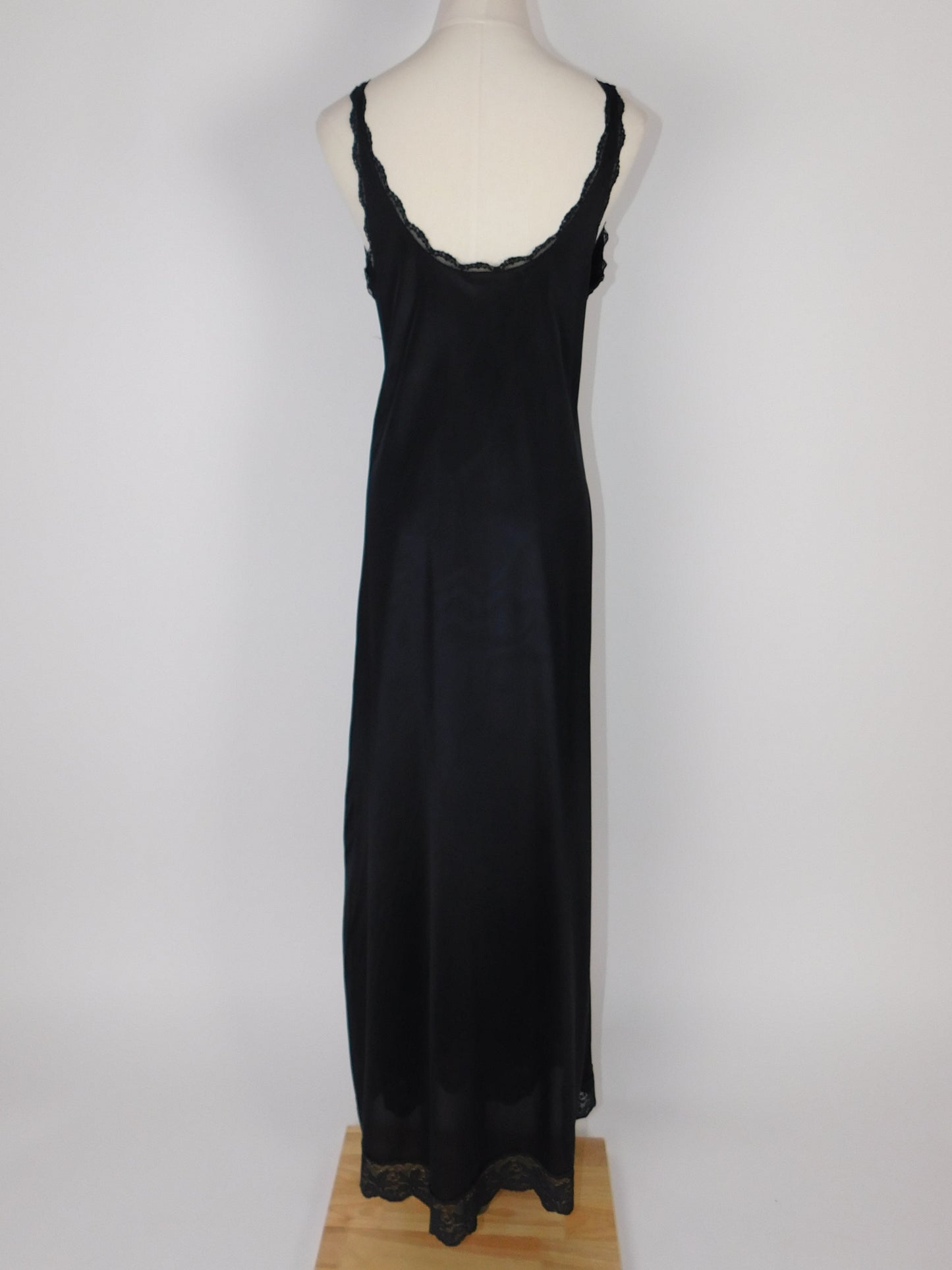 Vintage Aristocrat Black Lace Slip Dress Gothic Nightgown