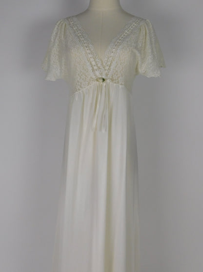 1980s Ivory Lace Nightgown Dress