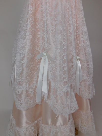 1970s Blush Pink Lace Fairytale Dress | Romantic Princess Gown