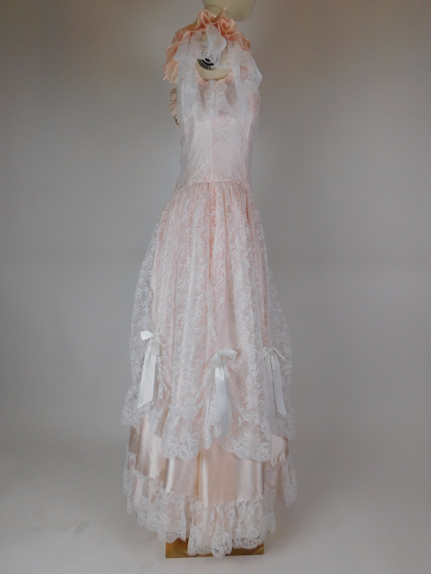1970s Blush Pink Lace Fairytale Dress | Romantic Princess Gown