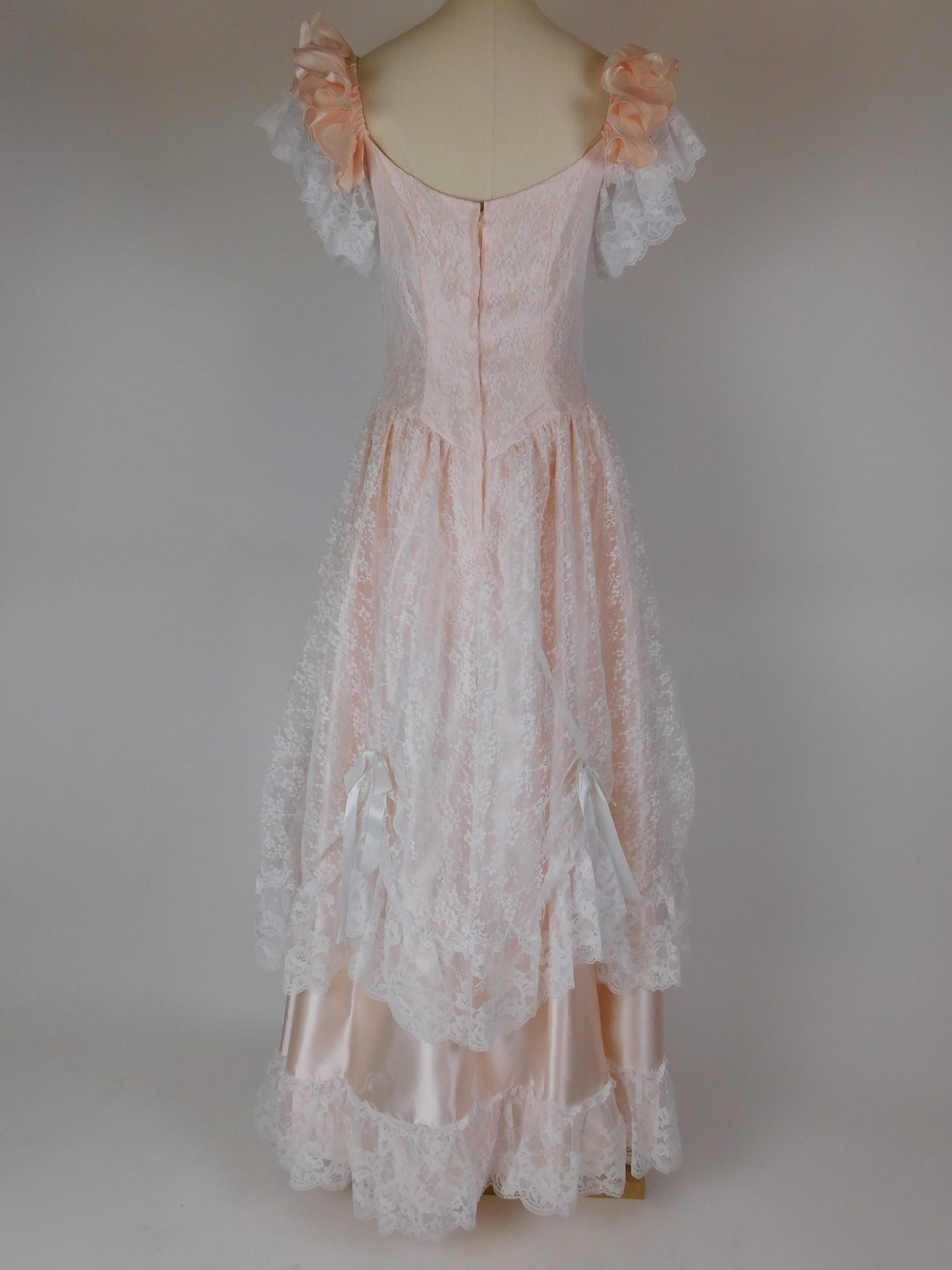 1970s Blush Pink Lace Fairytale Dress | Romantic Princess Gown