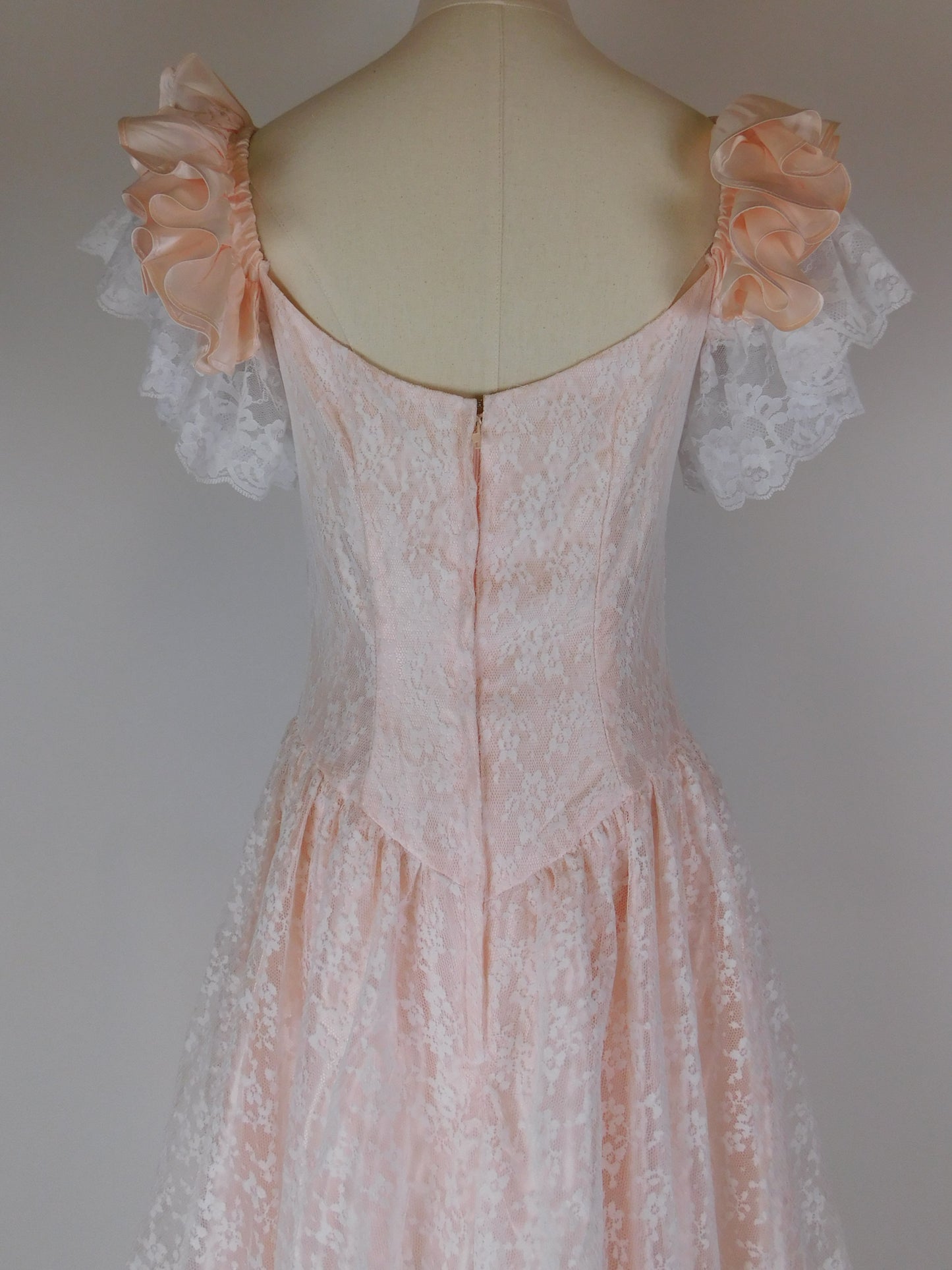 1970s Blush Pink Lace Fairytale Dress | Romantic Princess Gown