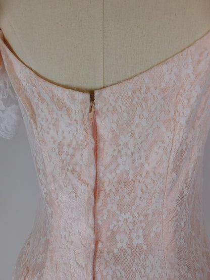 1970s Blush Pink Lace Fairytale Dress | Romantic Princess Gown