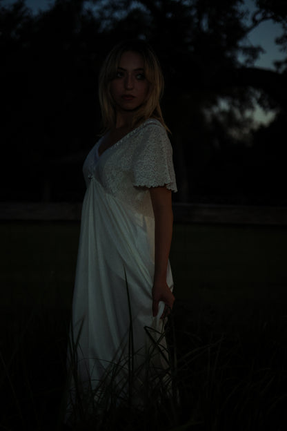 1980s Ivory Lace Nightgown Dress