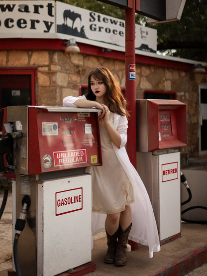 Vintage 60s Pale Champagne Slip Dress with Beige Lace Trim