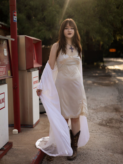 1960s Gossard Artemis Ivory Peignoir Robe