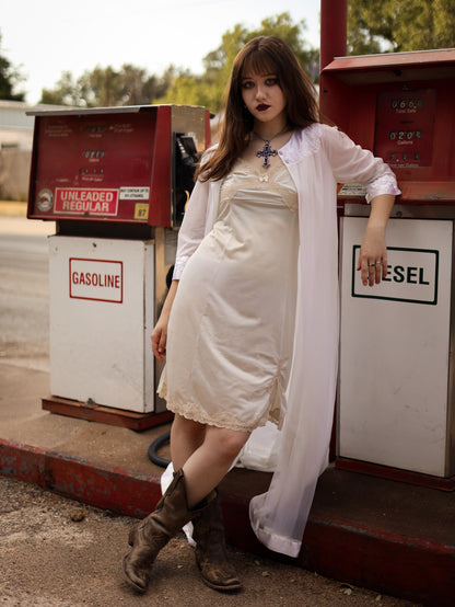 1960s Gossard Artemis Ivory Peignoir Robe