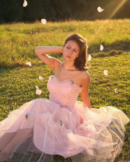 Vintage 1950s Pastel Pink Tulle Cupcake Gown