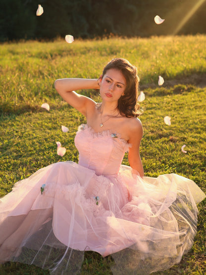 Vintage 1950s Pastel Pink Tulle Cupcake Gown