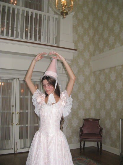 1970s Blush Pink Lace Fairytale Dress | Romantic Princess Gown