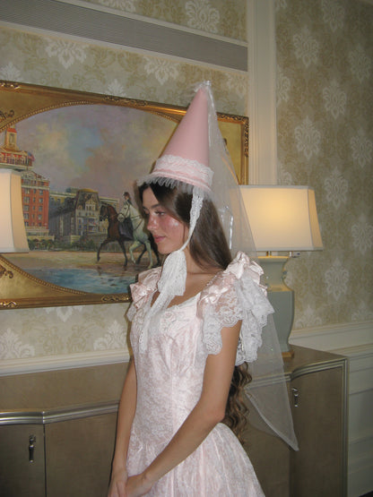 1970s Blush Pink Lace Fairytale Dress | Romantic Princess Gown