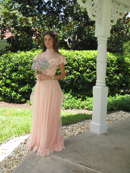 1970s Salmon Princess Dress