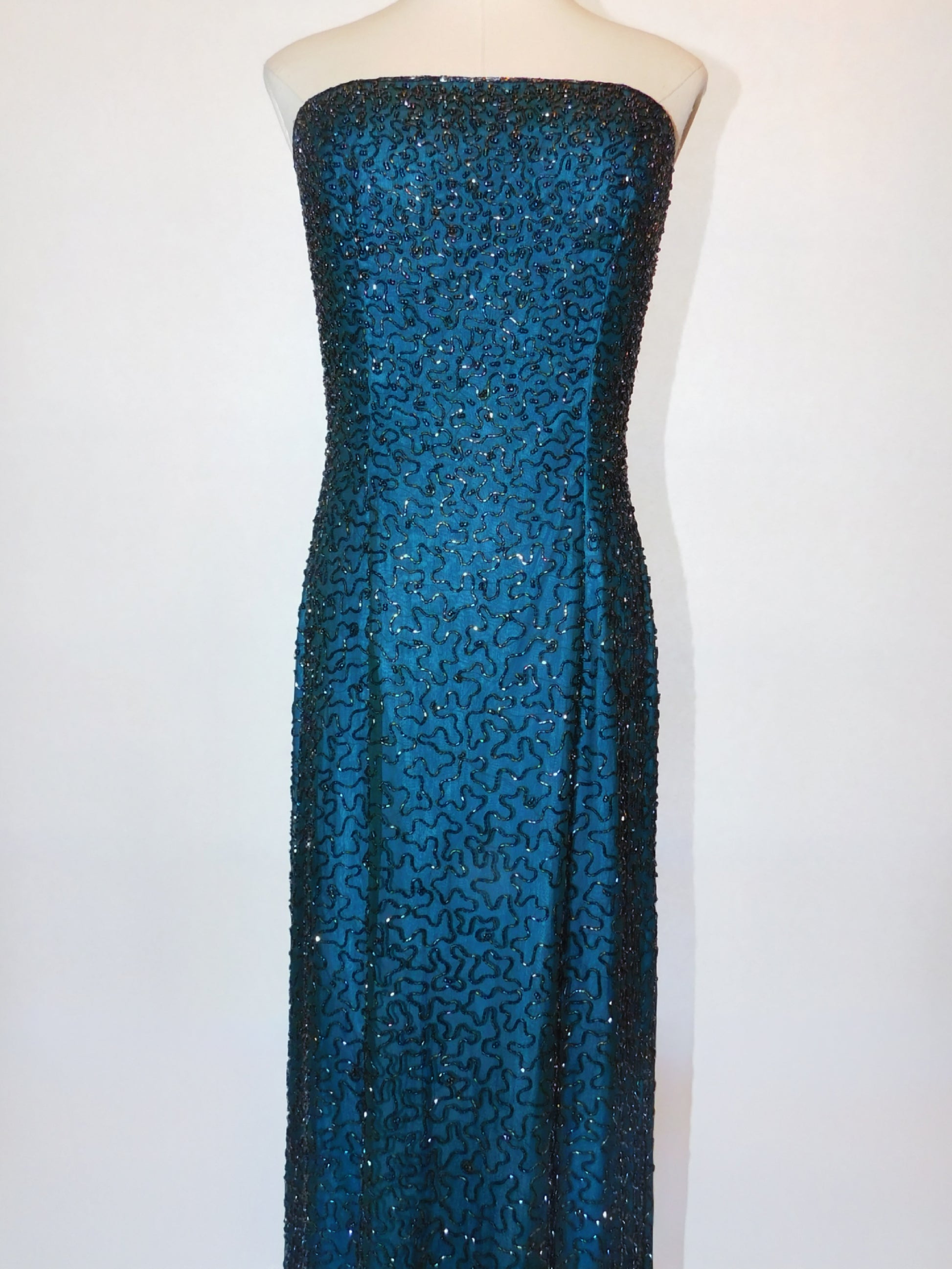 Vintage Andretta Donatello Strapless Beaded Evening Gown With Slit silkinly Vintage Andretta Donatello Strapless Beaded Evening Gown With Slit silkinly