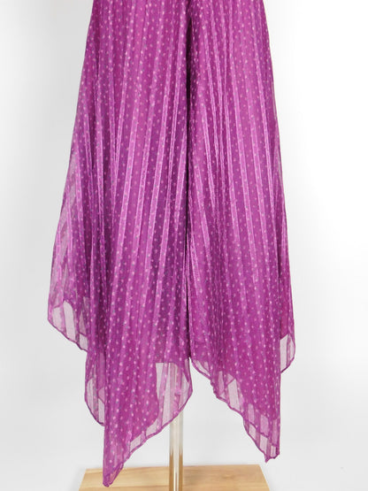 Vintage 1970s Plum Floral Sundress with Matching Vest and Handkerchief Hem