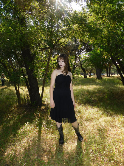 Vintage 90s Elana Katan Black Gothic Fairy Grunge Mesh Dress