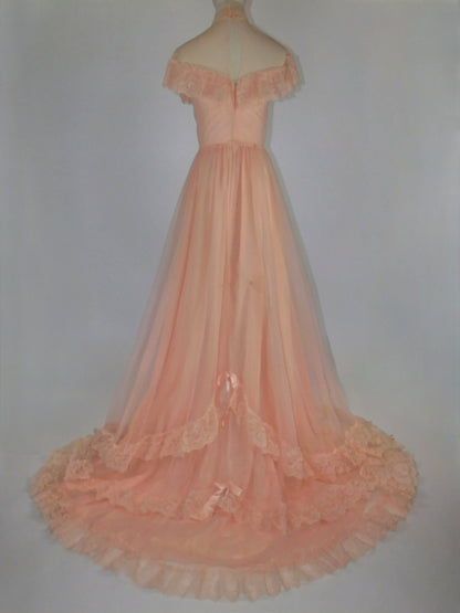 1970s Salmon Princess Dress