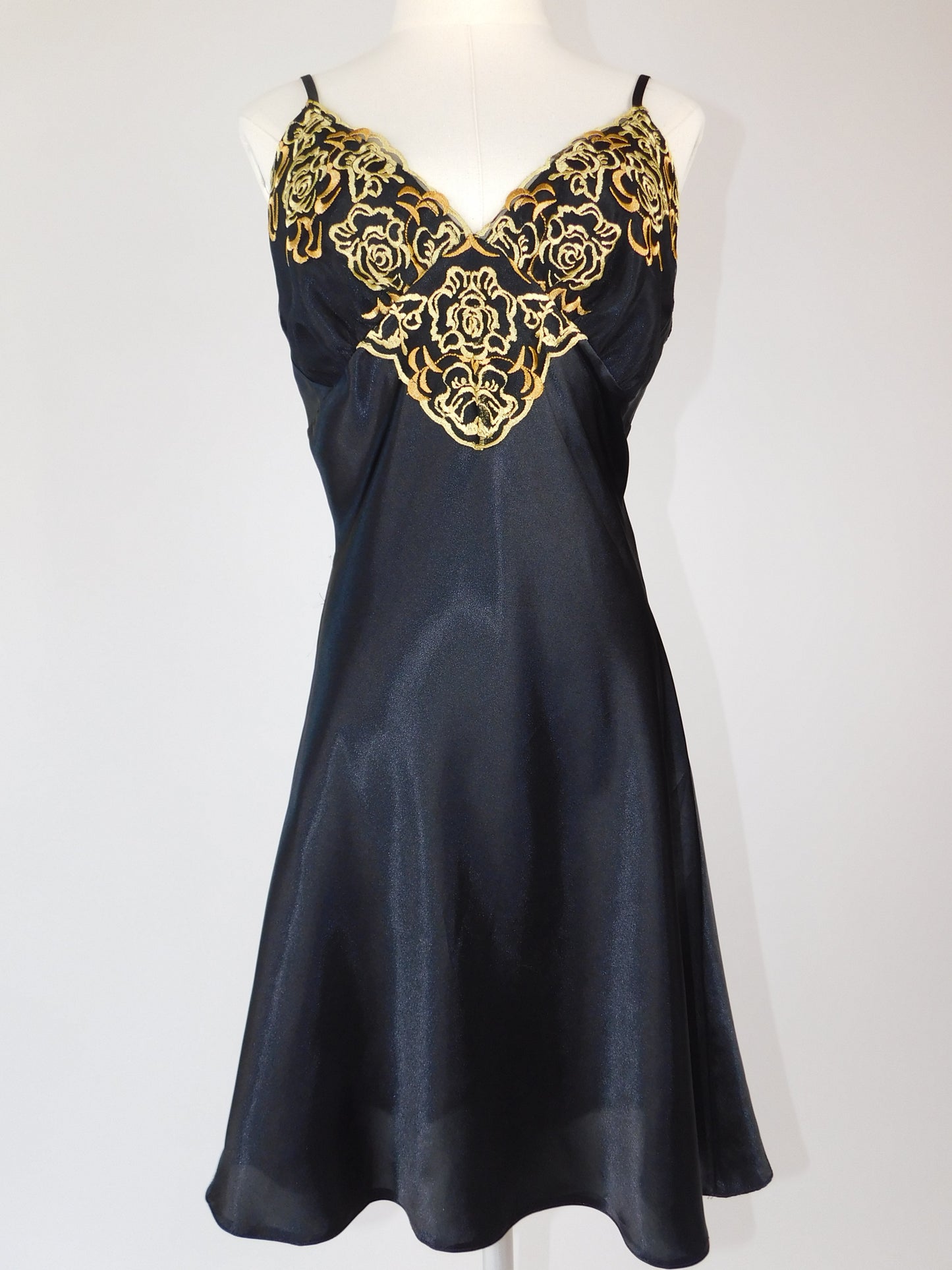 Y2K Gold Embroidered Slip Dress