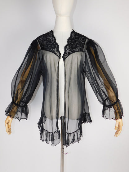 1980s Gothic Sheer Tulle Shawl