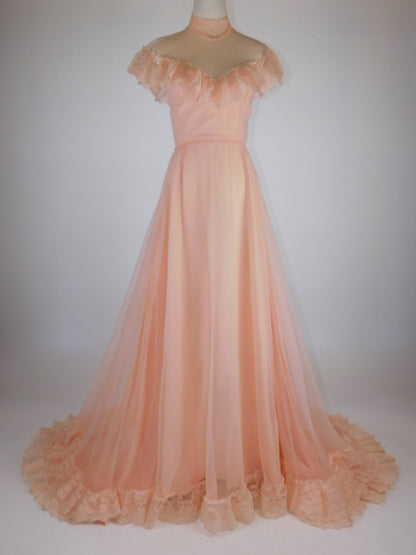 1970s Salmon Princess Dress