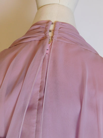 1970s Sheer Chiffon Capelet Maxi Dress