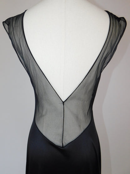 1950s Black Nylon Lace Nightgown