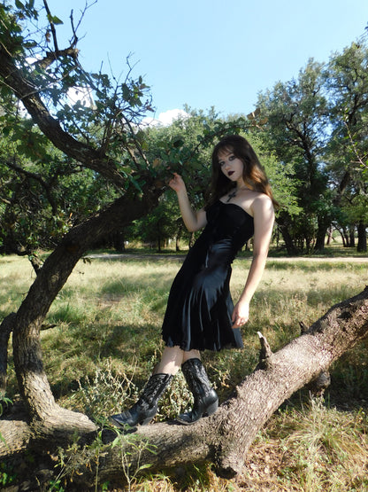 Vintage 90s Elana Katan Black Gothic Fairy Grunge Mesh Dress