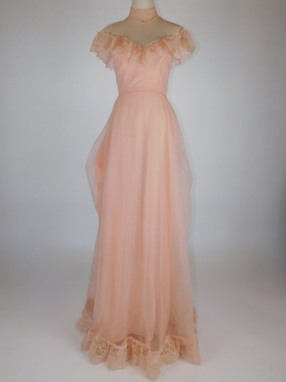 1970s Salmon Princess Dress