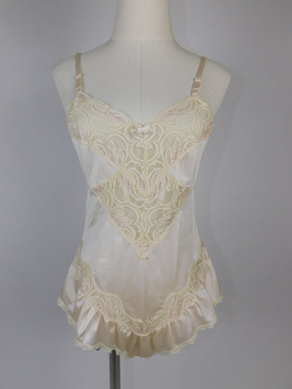 Silky Pale Pink and Ivory Lace Teddy