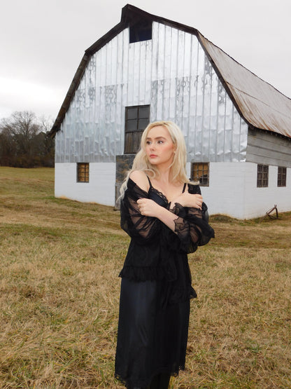1980s Gothic Sheer Tulle Shawl