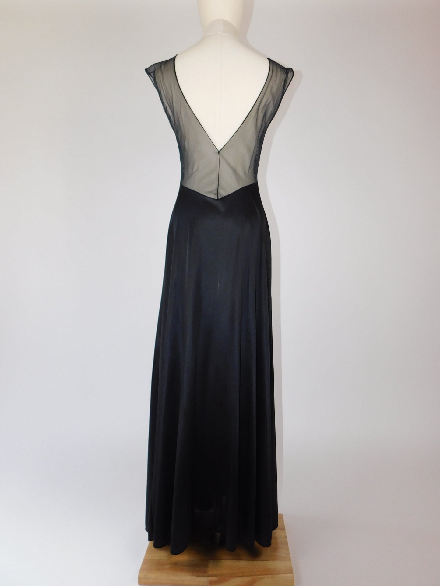 1950s Black Nylon Lace Nightgown