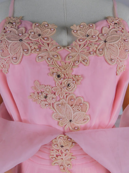 1960s Pink Organza Maxi Gown