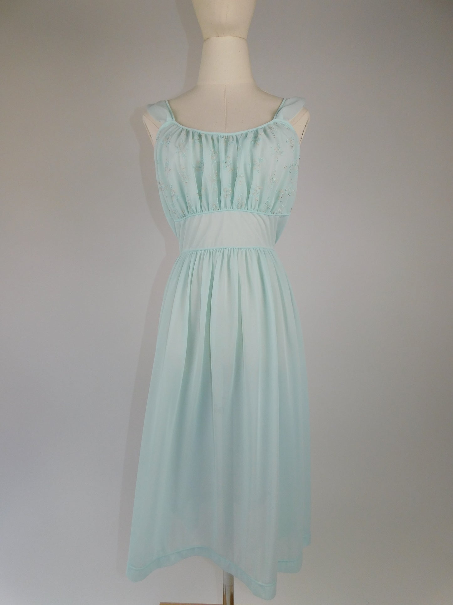 1950s Royal Egg Blue Chiffon Nightgown