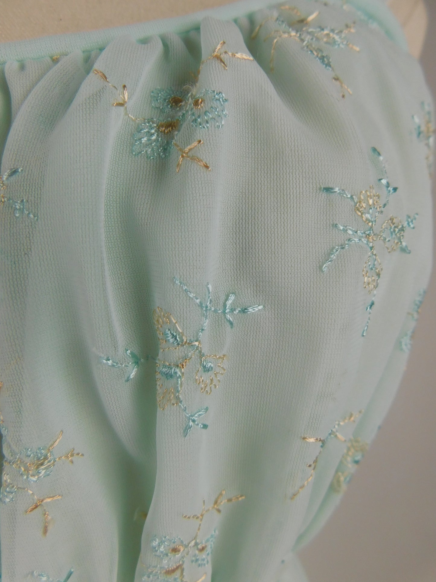 1950s Royal Egg Blue Chiffon Nightgown