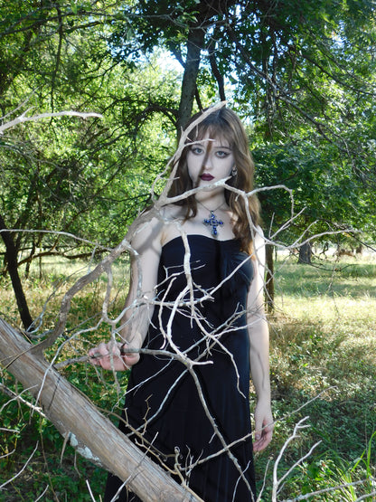 Vintage 90s Elana Katan Black Gothic Fairy Grunge Mesh Dress