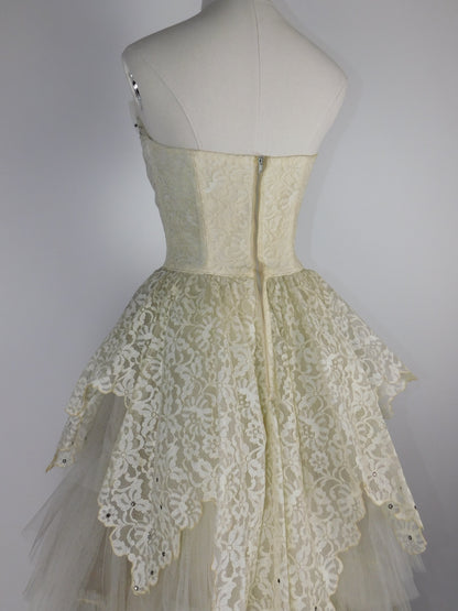 1950s Lace and Tulle A-Line Dress