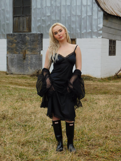 Vintage 90s Black Slip Dress