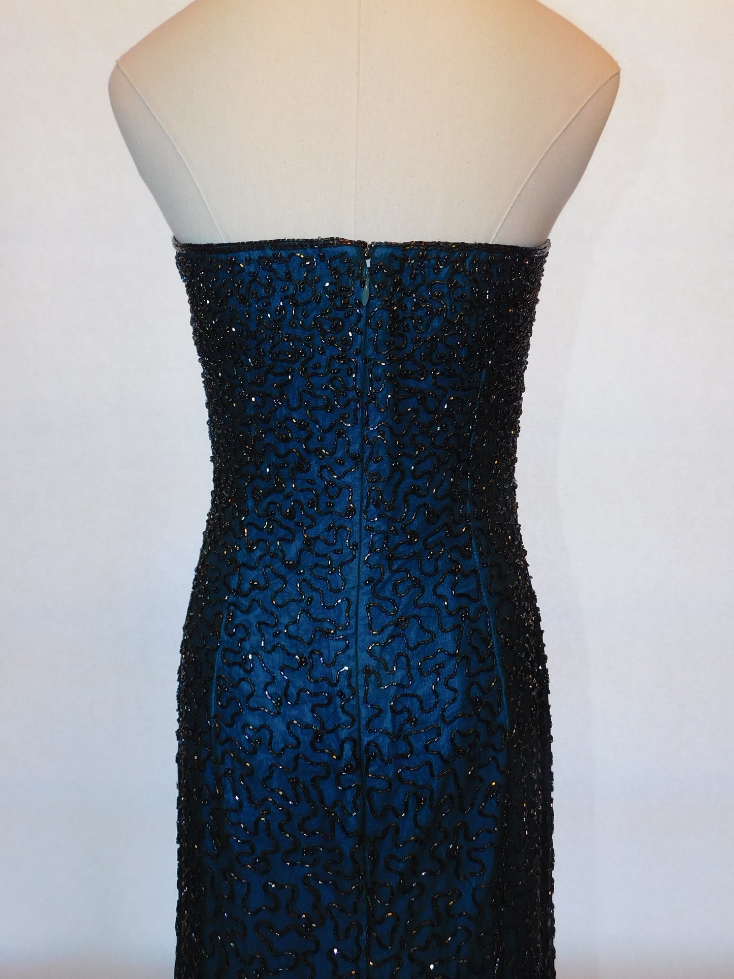 Vintage Andretta Donatello Strapless Beaded Evening Gown With Slit