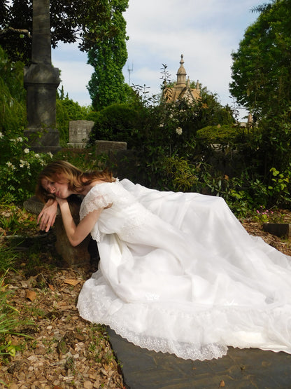 1970s Prairie Style Wedding Dress