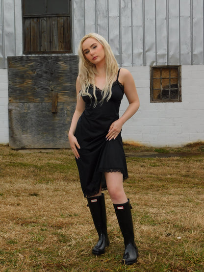 Vintage 90s Black Slip Dress