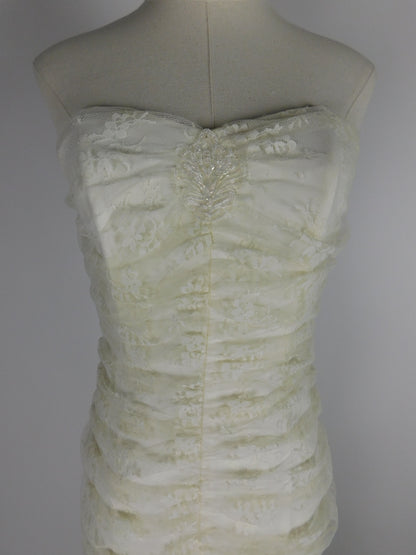 1990s Jessica McClintock Ivory Mermaid Style Wedding Dress