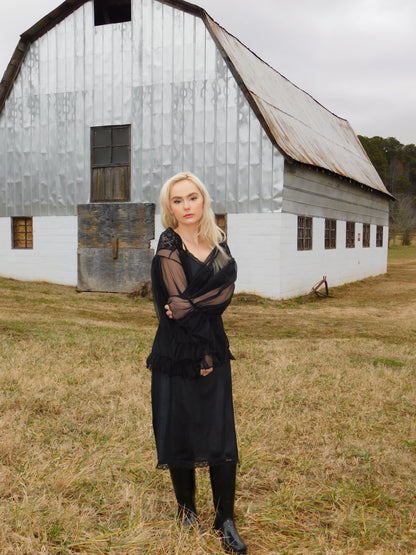 1980s Gothic Sheer Tulle Shawl