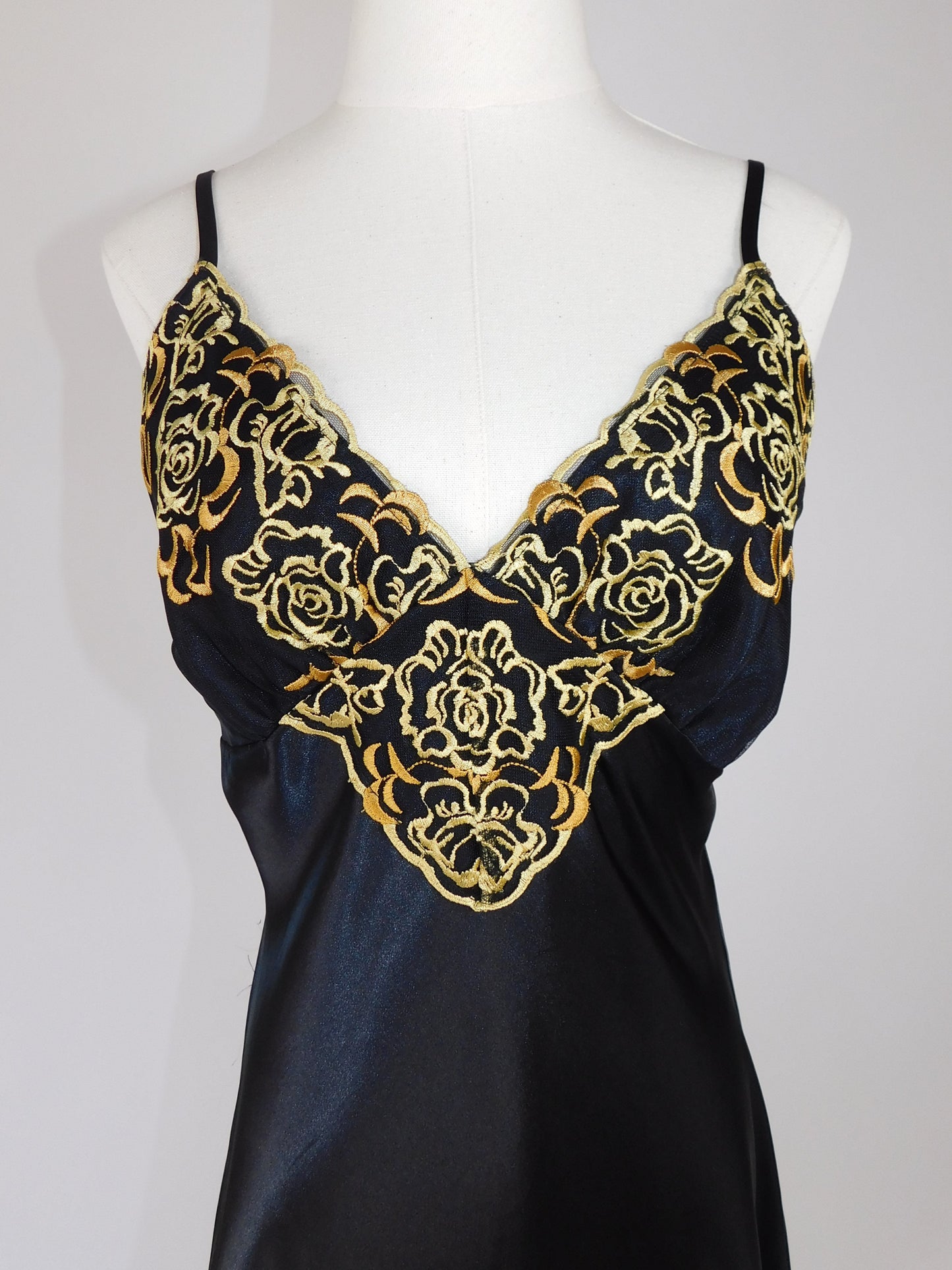 Y2K Gold Embroidered Slip Dress