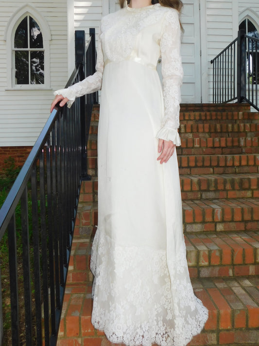 1960s Edwardian Style Wedding Dress