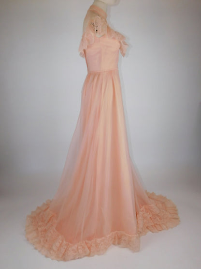 1970s Salmon Princess Dress
