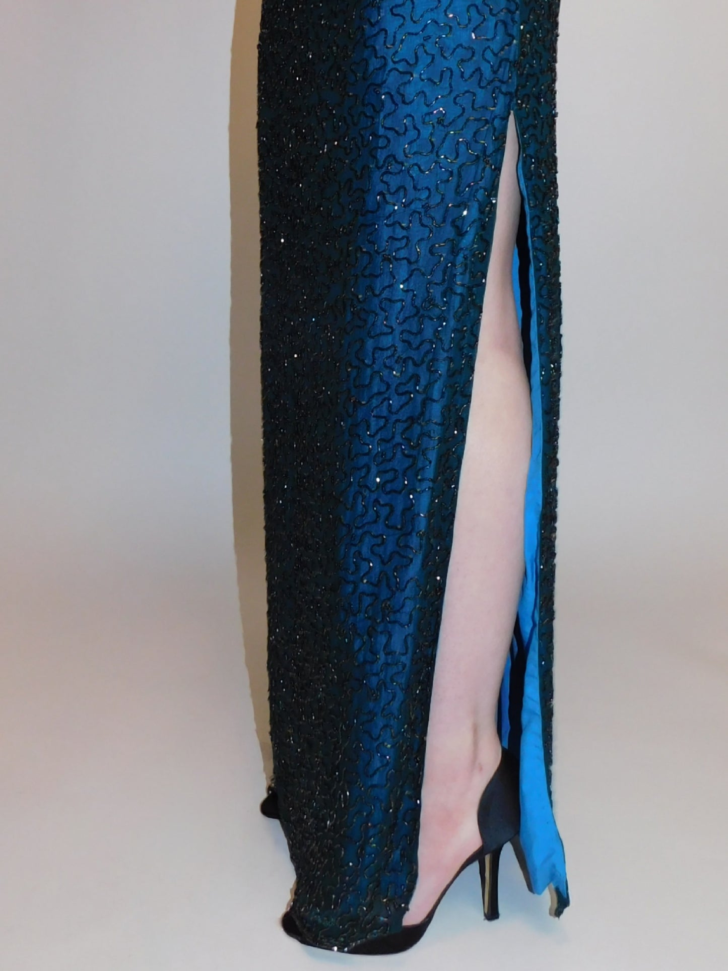 Vintage Andretta Donatello Strapless Beaded Evening Gown With Slit