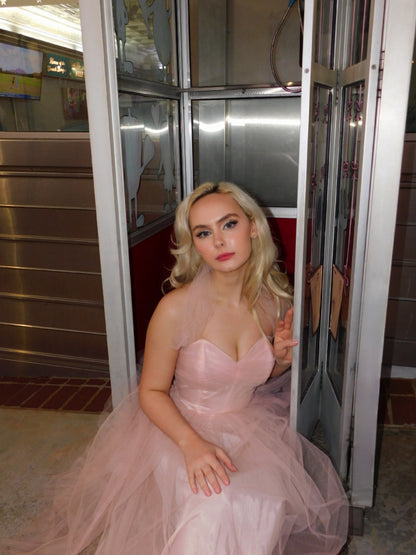 1950s Pink Tulle Midi Dress