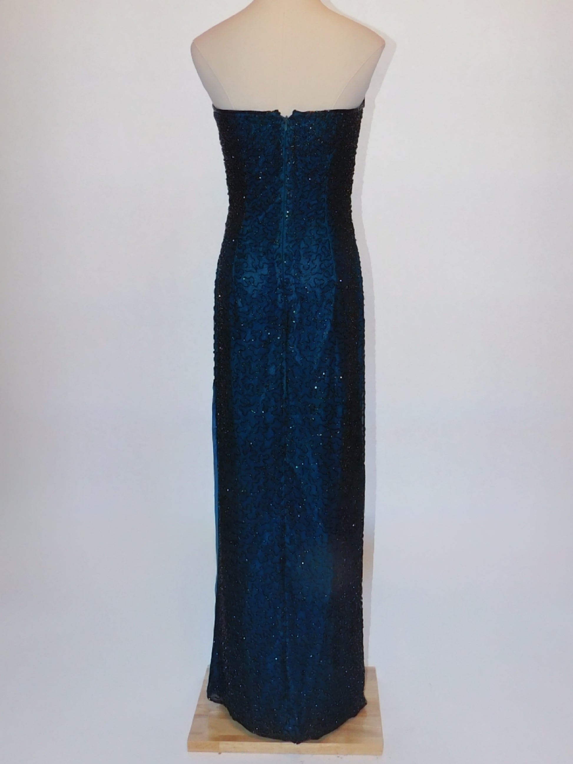 andretta donatello beaded dress Vintage 80s-90s Andretta Donatello 100% Silk Fully Beaded Blue Gown Dress Size S