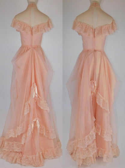 1970s Salmon Princess Dress