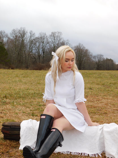 1960s Handmade Cotton and Lace Shift Dress