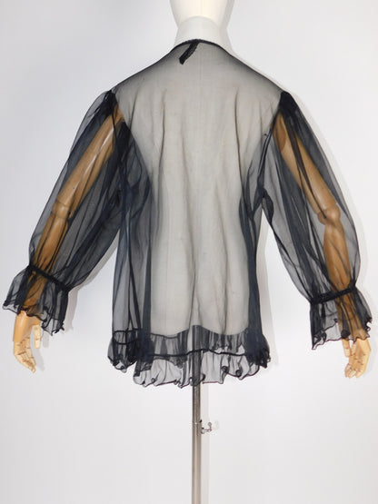1980s Gothic Sheer Tulle Shawl